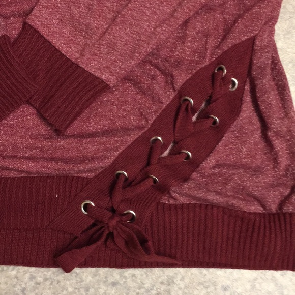 🧸Maurices Berry Red Long Sleeve Shirt w Lacing - Picture 2 of 5